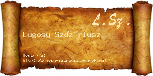Lugosy Szíriusz névjegykártya